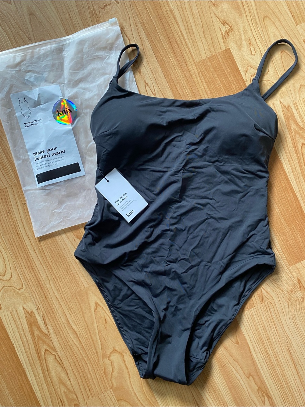 Knix Black Venice Classic One-Piece Swimsuit, size M, brand new with tags